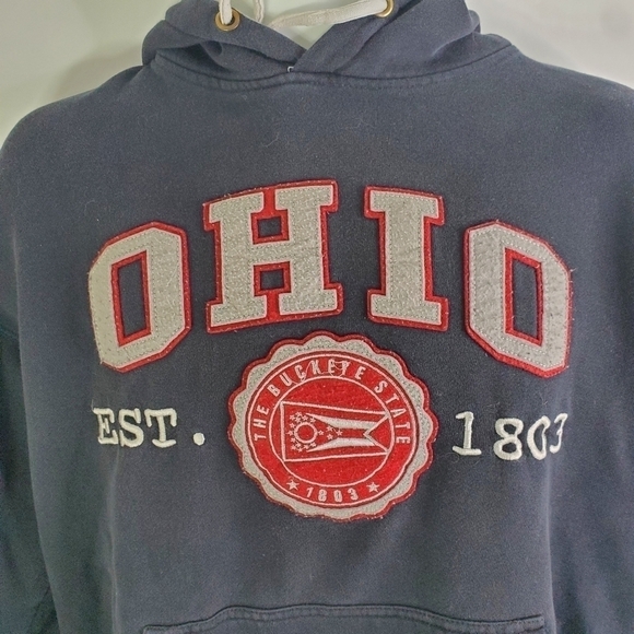 American Crown Ohio Buckeye State 1803 Hoodie Men Size Large Black Grey Red - Picture 5 of 5